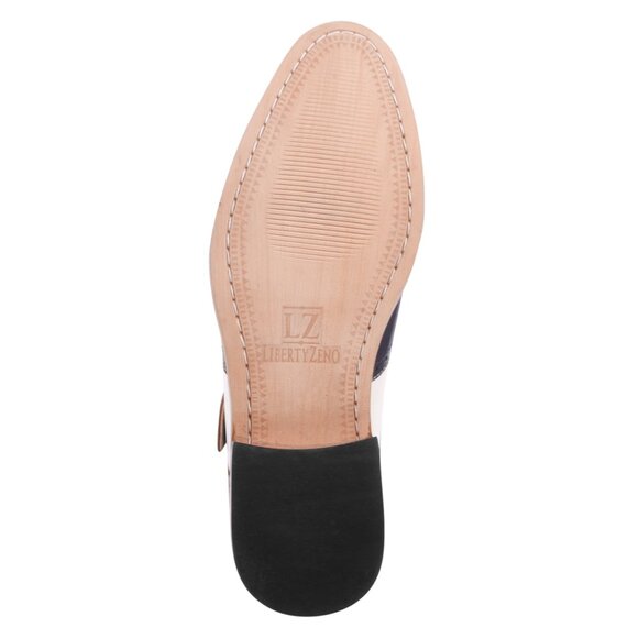 STEPHEN Genuine Leather Wingtip Oxford Style Navy Single Monk Strap Shoe for Men - Picture 8 of 9